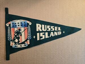 Russell Island Felt Pennant World War 2 Pacific Island US Naval Base 15"x9.5"